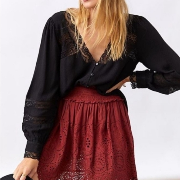 NWT Anthropology Forever That Girl Lace Detail Long Sleeve Long Size Size Black